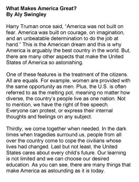 how are you inspired by america essay examples